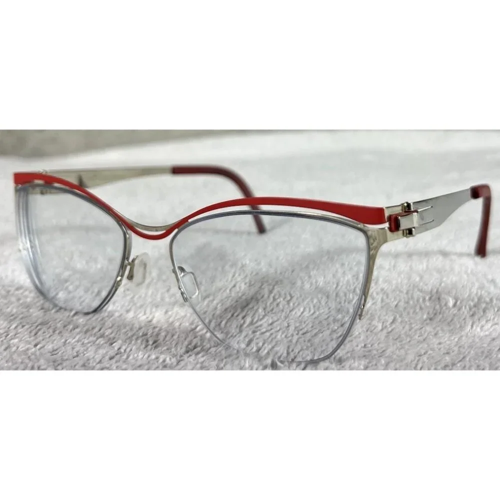 OVVO OPTICS Eyeglasses Frames 3741 c 11A Red Gold Cat Eye Half Rim 53-17-135